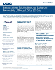 Backup Software Solidifies Enterprise Backup and Recoverability of Microsoft Office 365 Da...