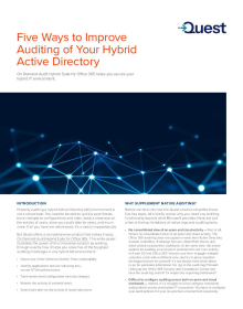 Five Ways to Improve Auditing of Your Hybrid Active Directory