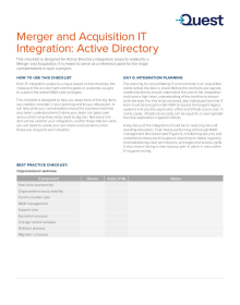 M&A IT Integration Checklist: Active Directory