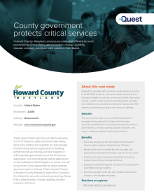 Howard County, Maryland, improves security and service availability, while saving hours of IT work, with solutions from Quest.