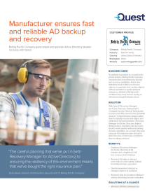 Manufacturer ensures fast and reliable AD backup and recovery 