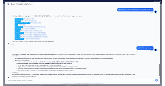 QuestAI catalog and lineage insights