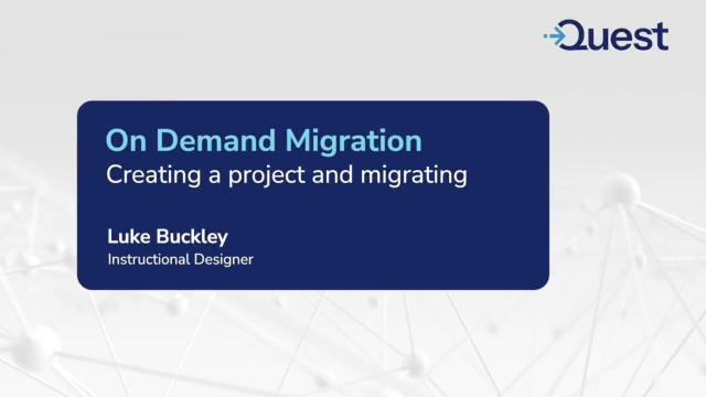 Creating a project and migrating in On Demand Migration